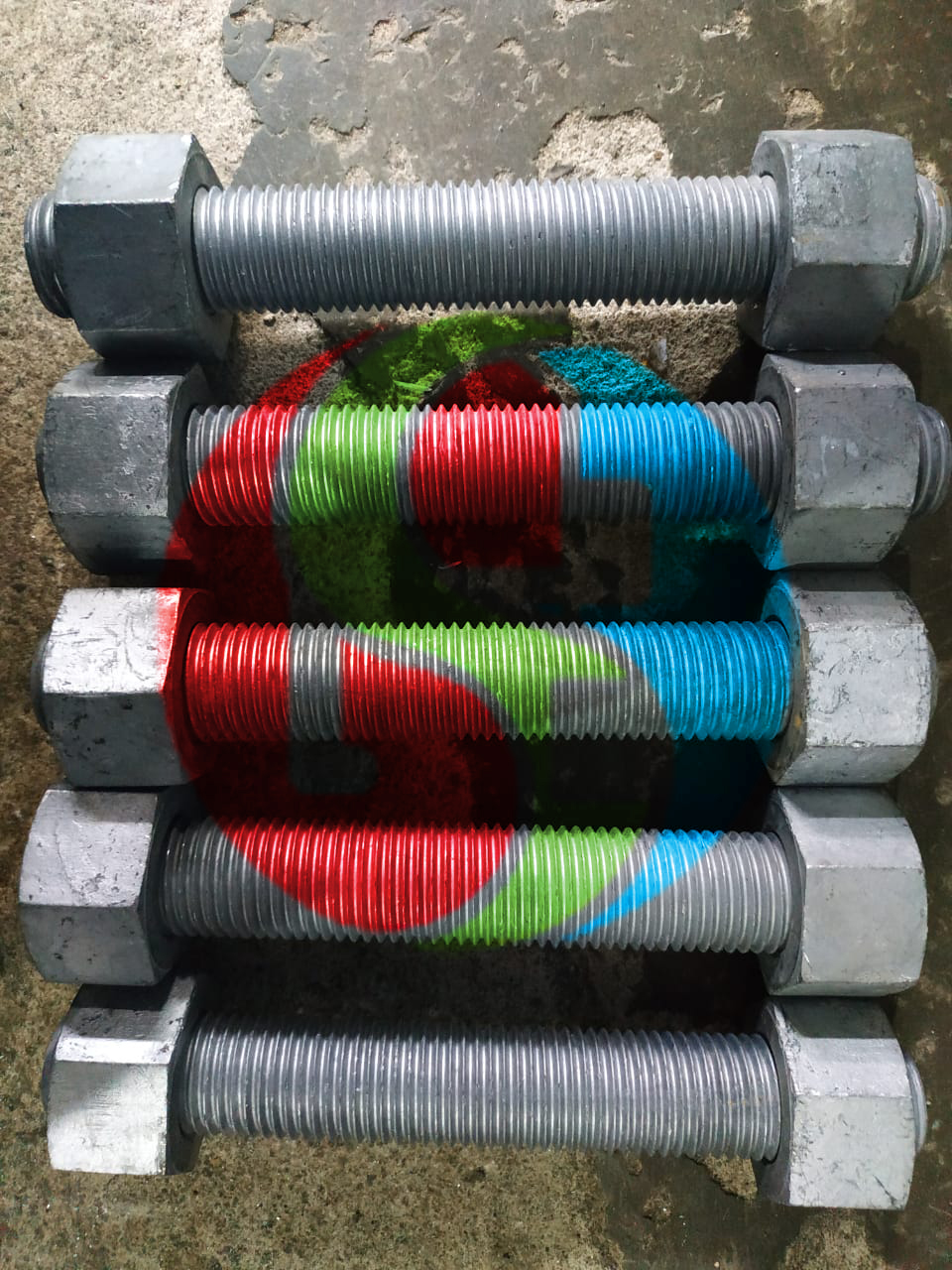 Stud Bolt And Nut Astm A320 Grade L7 A194 Gr 4 Hot Dip Galvanized